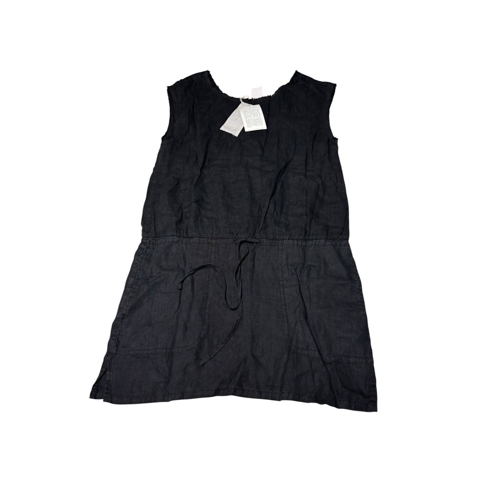 NWT Soft Joie Lianna Black Linen Sleeveless Drawstring Dress Womens XS Caviar